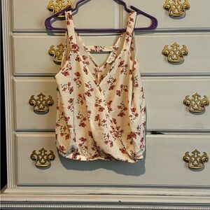 Sienna Sky blouse tank top.  Cream and pink flowers. Size S.